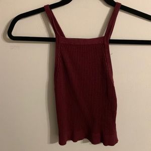 LA Hearts ribbed crop top, size small, color burgundy